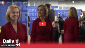 Liz Truss gets lost leaving the room